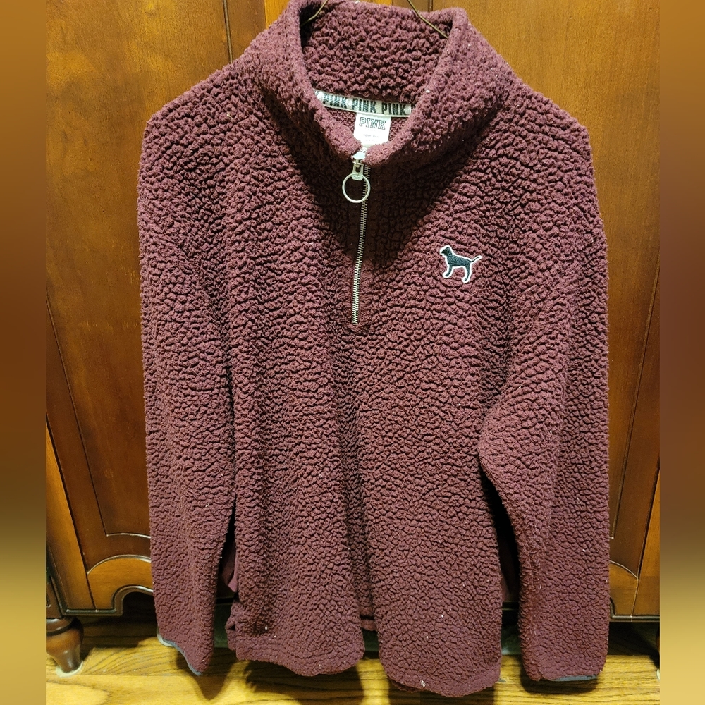 Victoria secret burgundy soft half zip pullover medium fit!